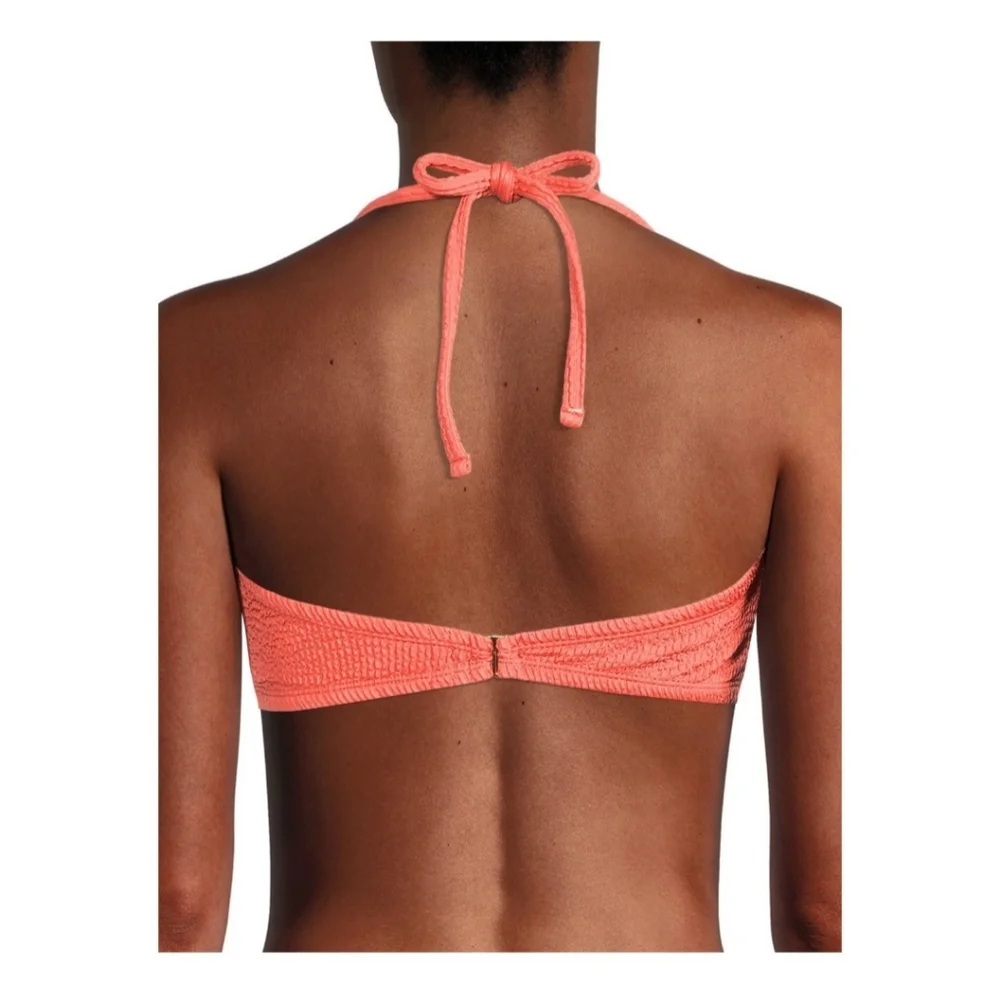 Time And Tru Women's Size Large Crinkle Texture Ring Front Bandeau Swimsuit Top
